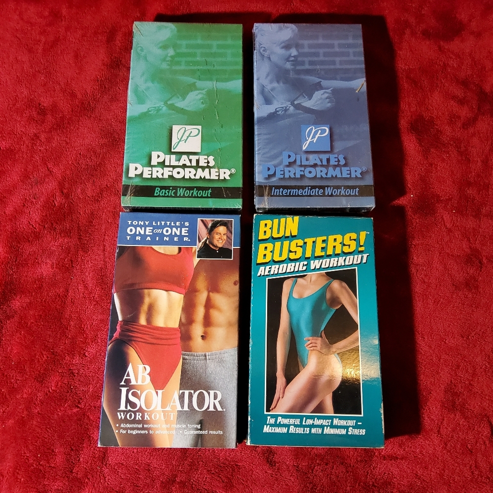 Vintage Lot Of 4 Workout VHS Tapes 2 Sealed 2 Opened Bun Busters Abs & Pilates